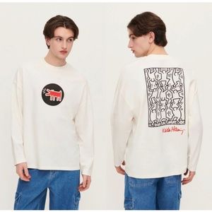 NWT Keith Haring Licensed Men's African Cotton Graphic T-Shirt Long Sleeve
